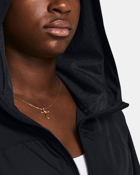 Veste oversize entièrement zippée UA Vanish Elite Woven pour femme, Black, pdpMainDesktop image number 3